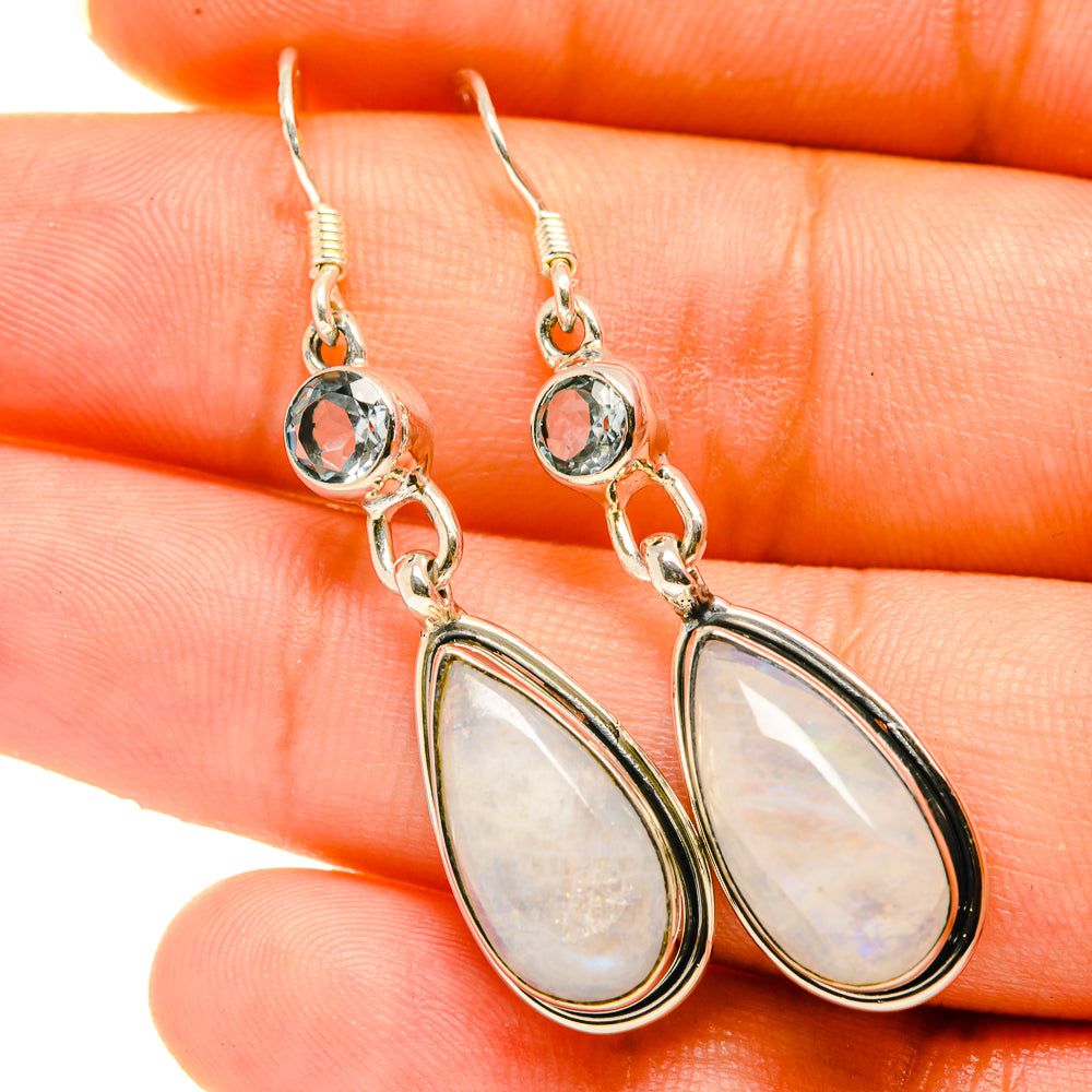 Rainbow Moonstone Earrings handcrafted by Ana Silver Co - EARR418659