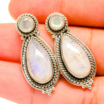 Rainbow Moonstone Earrings handcrafted by Ana Silver Co - EARR418664