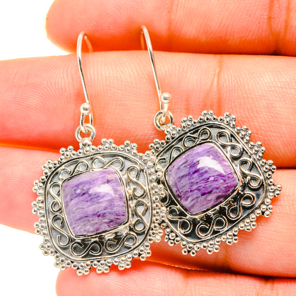 Charoite Earrings handcrafted by Ana Silver Co - EARR418671