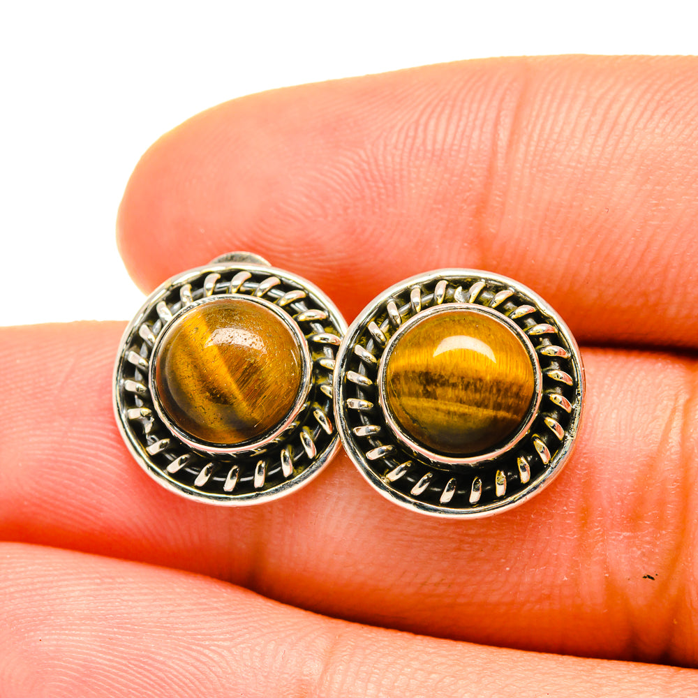 Tiger Eye Earrings handcrafted by Ana Silver Co - EARR418676