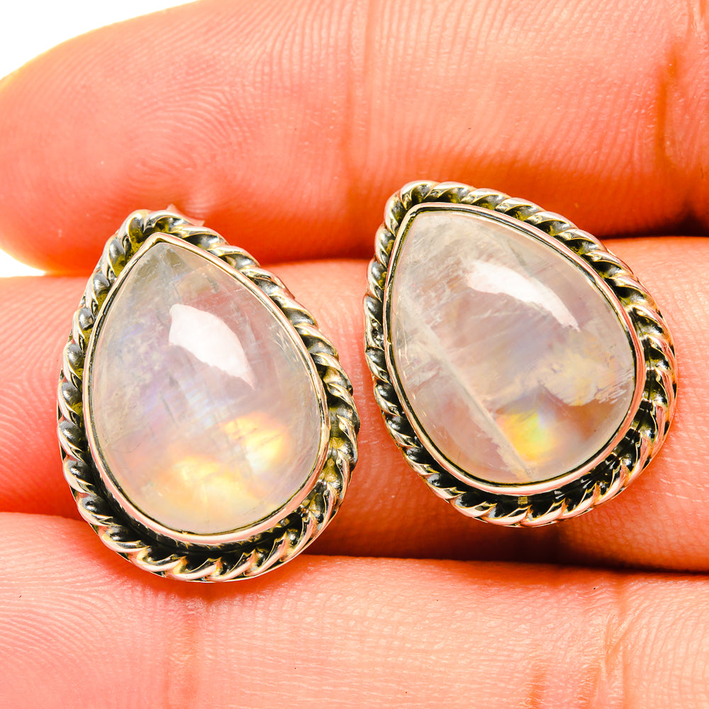 Rainbow Moonstone Earrings handcrafted by Ana Silver Co - EARR418677