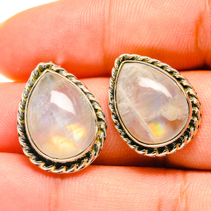 Rainbow Moonstone Earrings handcrafted by Ana Silver Co - EARR418677