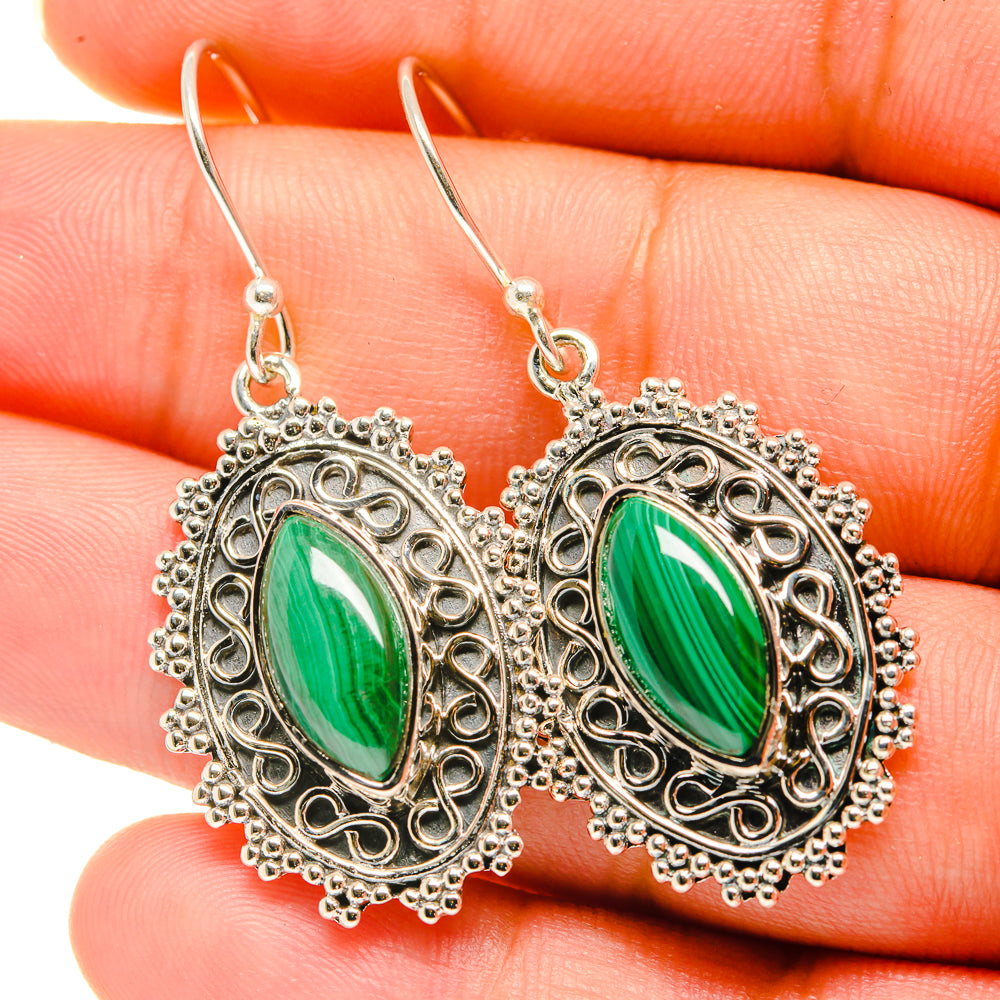 Malachite Earrings handcrafted by Ana Silver Co - EARR418695