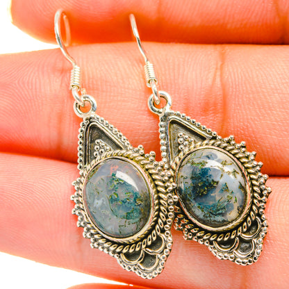 Green Moss Agate Earrings handcrafted by Ana Silver Co - EARR418706