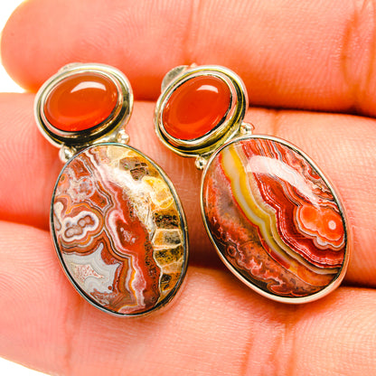 Crazy Lace Agate Earrings handcrafted by Ana Silver Co - EARR418723