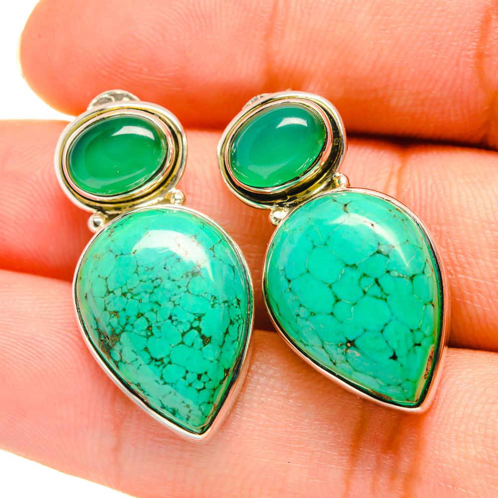 Tibetan Turquoise Earrings handcrafted by Ana Silver Co - EARR418726