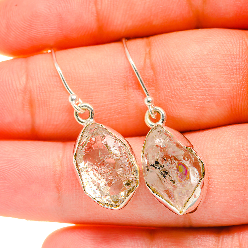 Herkimer diamond earrings in 925 sterling silver, faceted teardrop stones on hooks