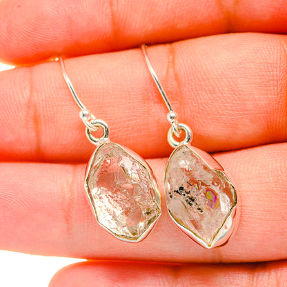 Herkimer diamond earrings in 925 sterling silver, faceted teardrop stones on hooks