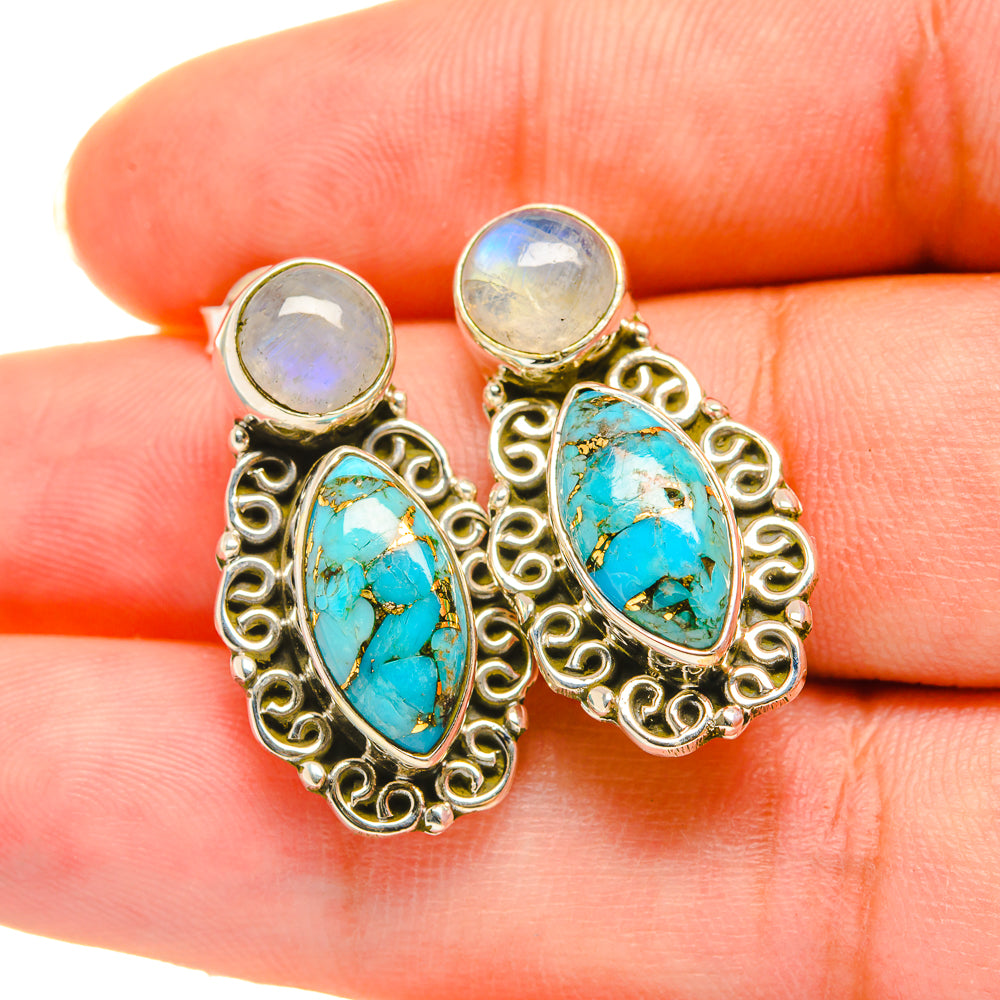Blue Copper Composite Turquoise Earrings handcrafted by Ana Silver Co - EARR418744