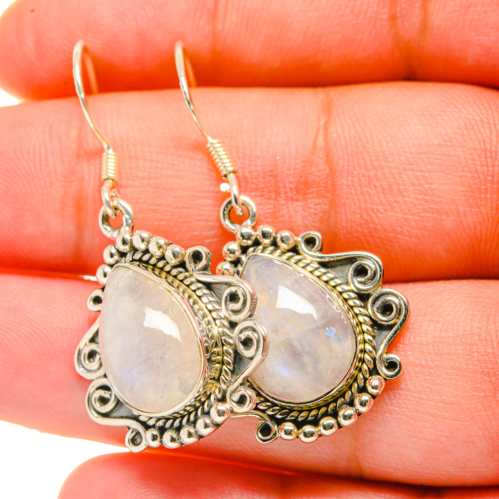 Rainbow Moonstone Earrings handcrafted by Ana Silver Co - EARR418762