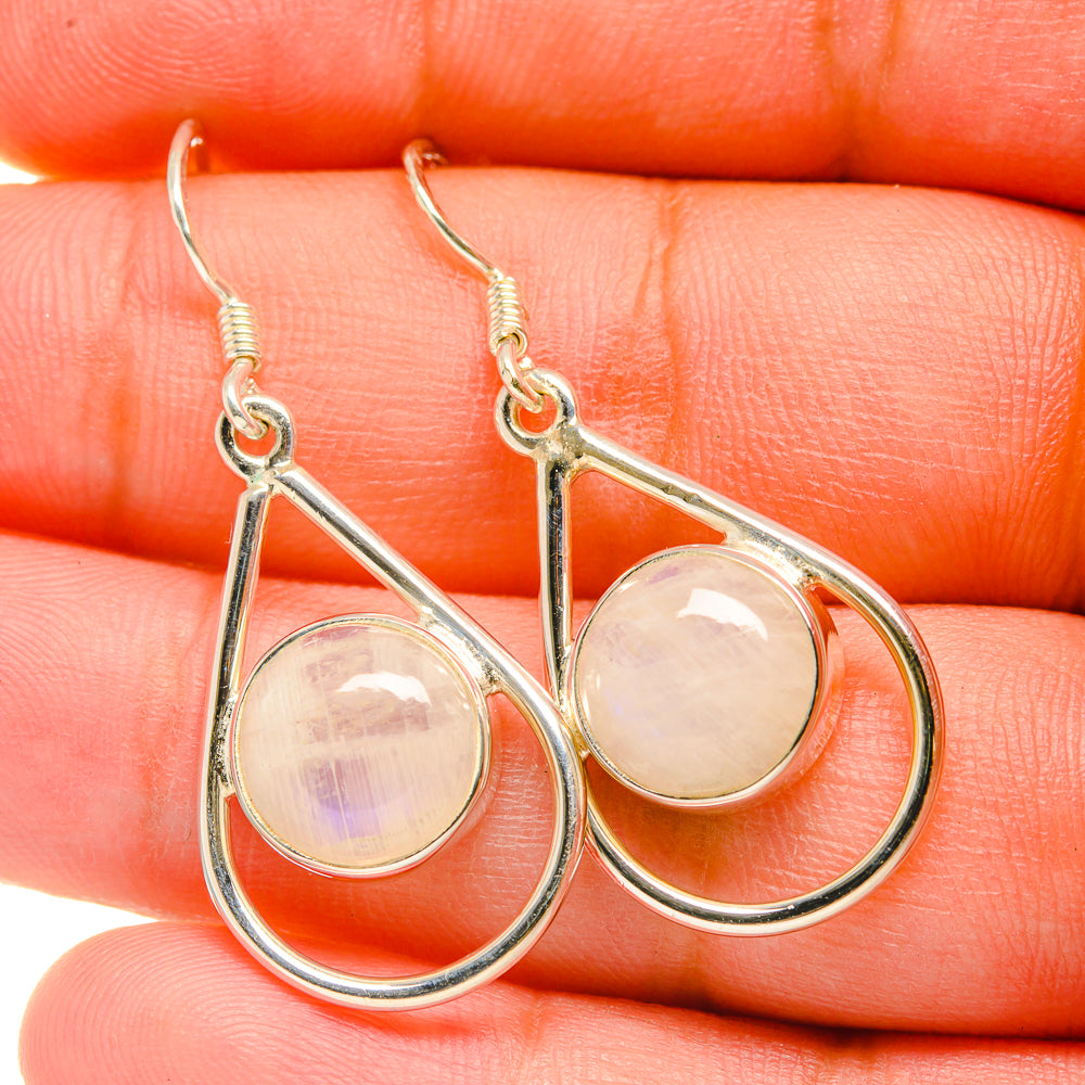 Rainbow Moonstone Earrings handcrafted by Ana Silver Co - EARR418772