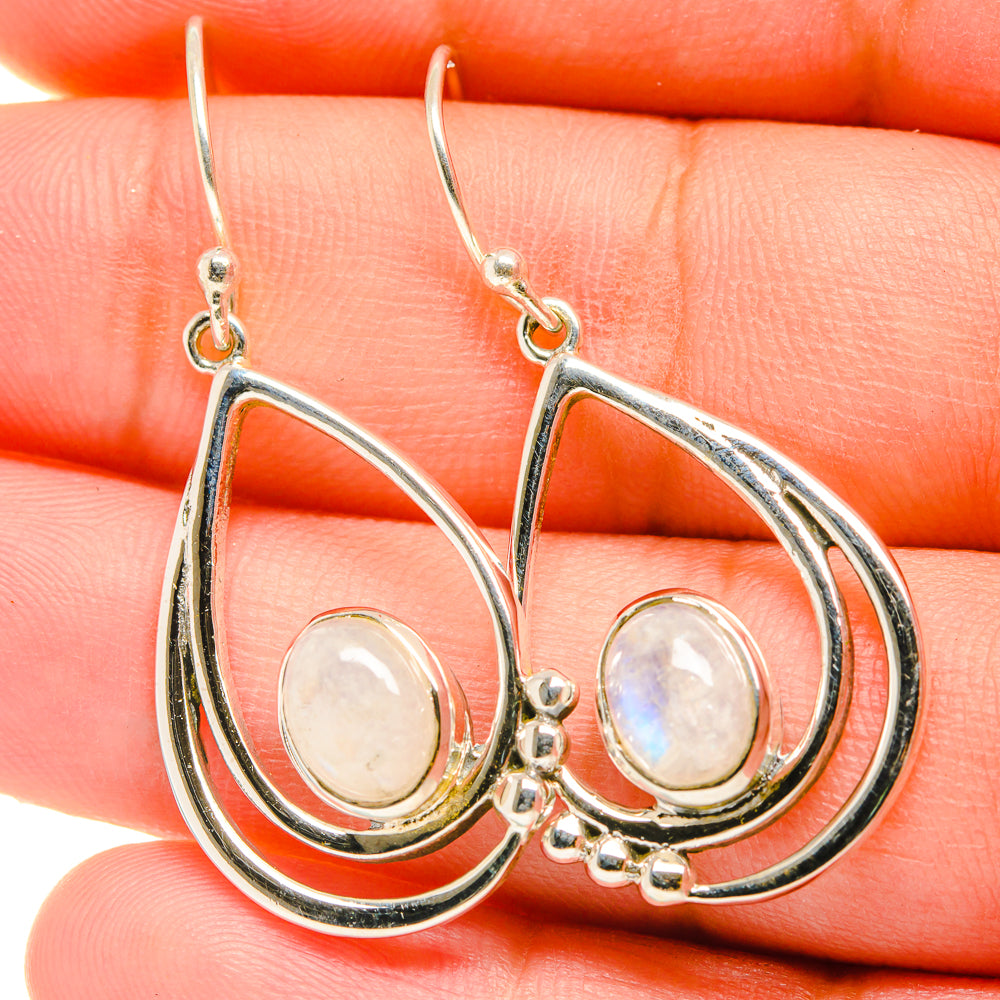Rainbow Moonstone Earrings handcrafted by Ana Silver Co - EARR418776