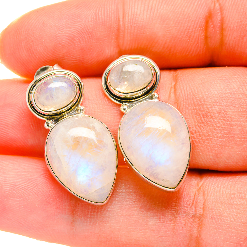 Rainbow Moonstone Earrings handcrafted by Ana Silver Co - EARR418780
