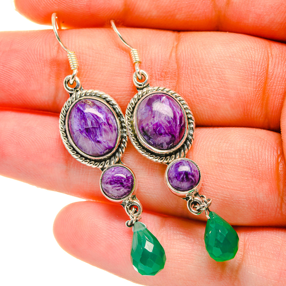 Charoite Earrings handcrafted by Ana Silver Co - EARR418785