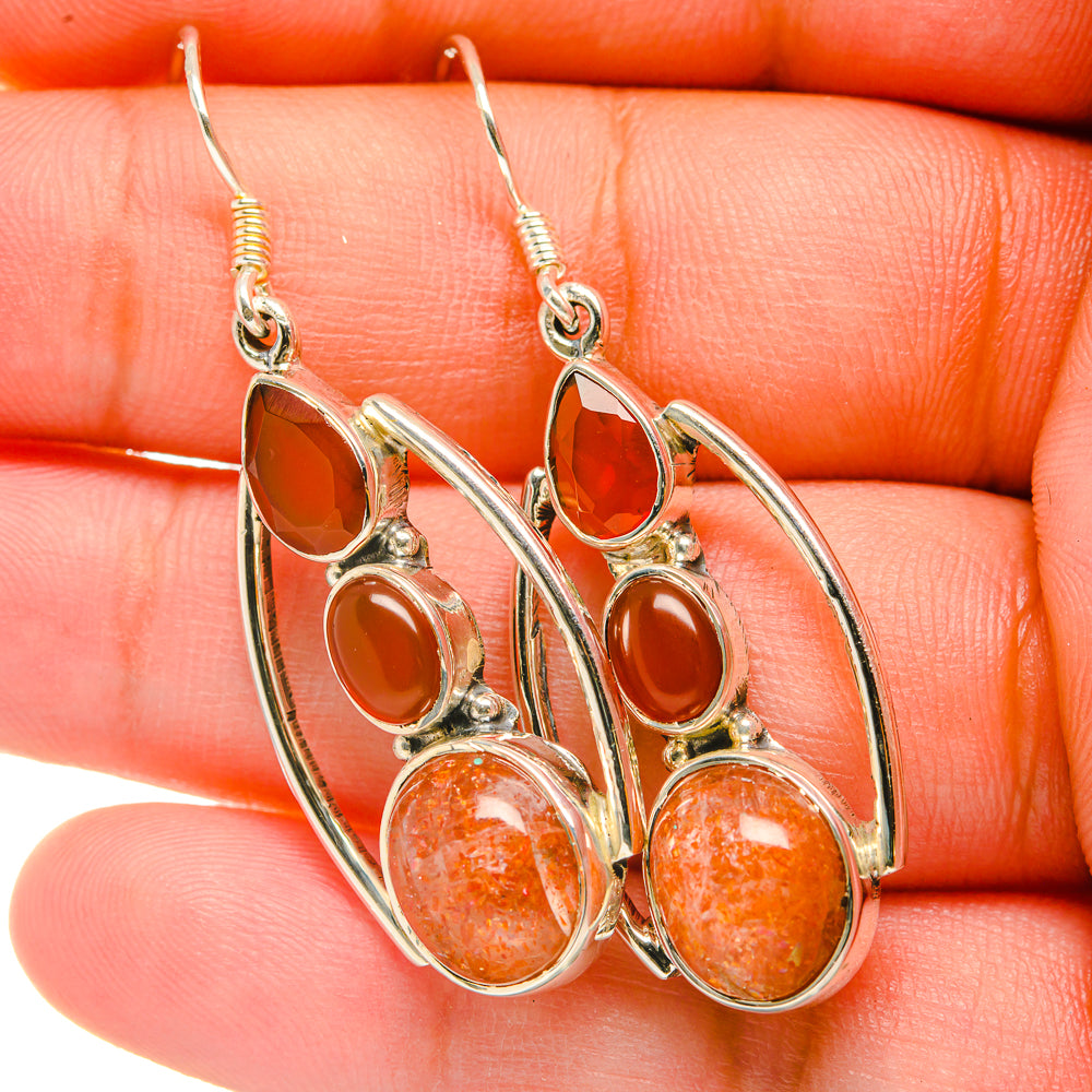 Sunstone Earrings handcrafted by Ana Silver Co - EARR418788