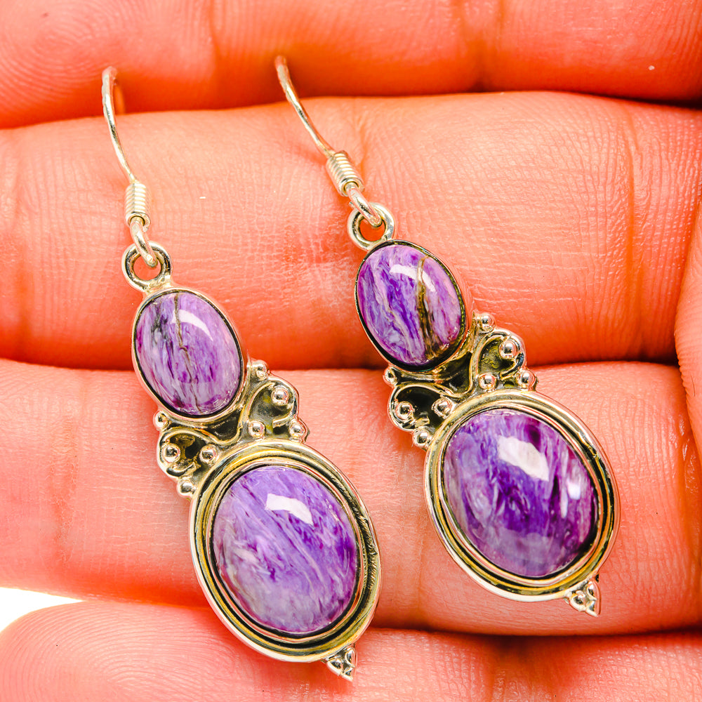 Charoite Earrings handcrafted by Ana Silver Co - EARR418792