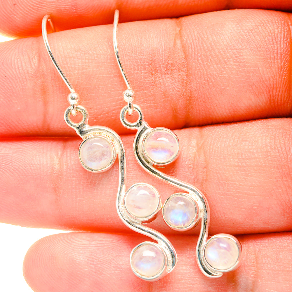 Rainbow Moonstone Earrings handcrafted by Ana Silver Co - EARR418796