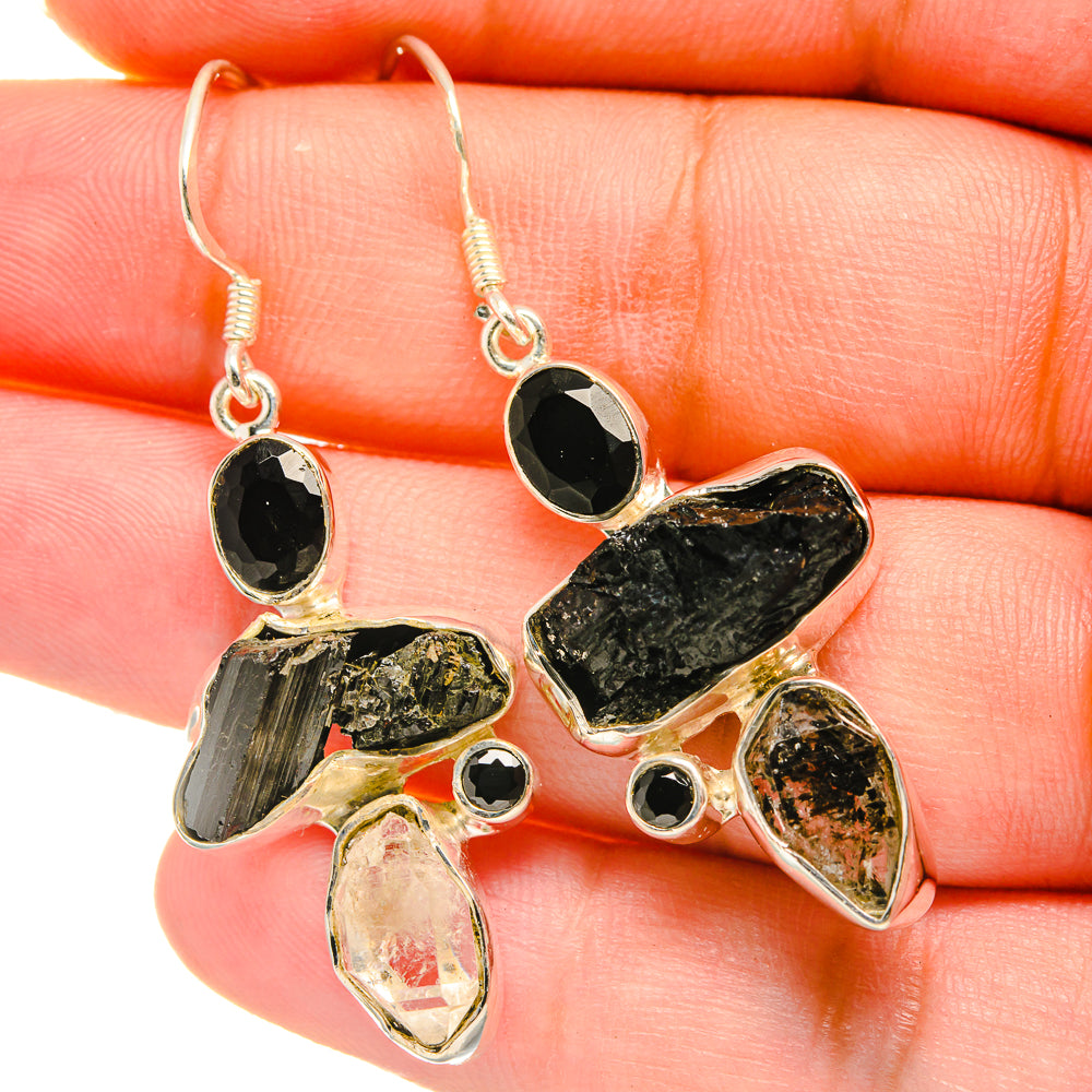 Black Tourmaline Earrings handcrafted by Ana Silver Co - EARR418800