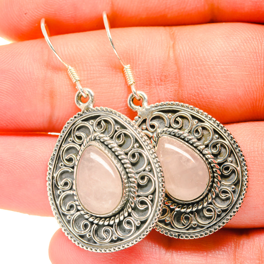 Rose Quartz Earrings handcrafted by Ana Silver Co - EARR418803