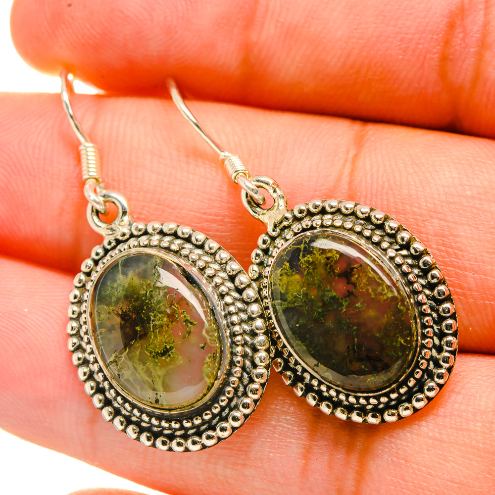 Green Moss Agate Earrings handcrafted by Ana Silver Co - EARR418813
