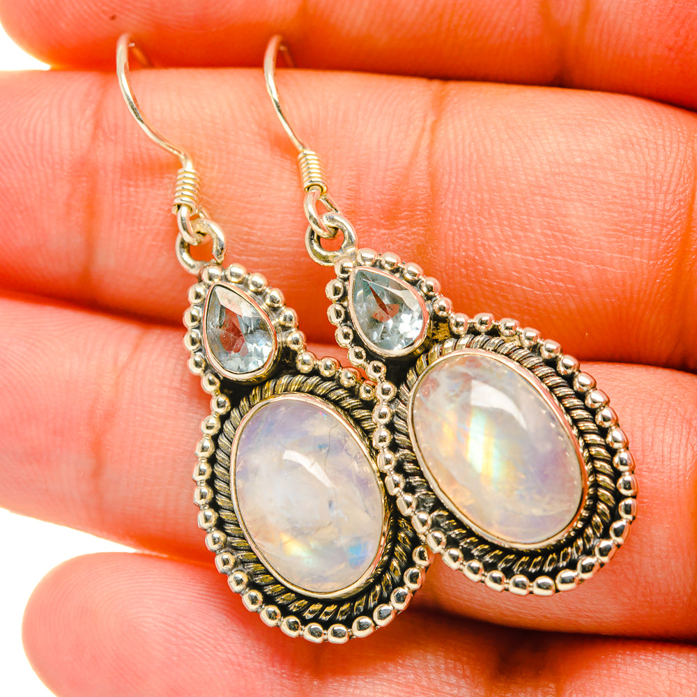 Rainbow Moonstone Earrings handcrafted by Ana Silver Co - EARR418814