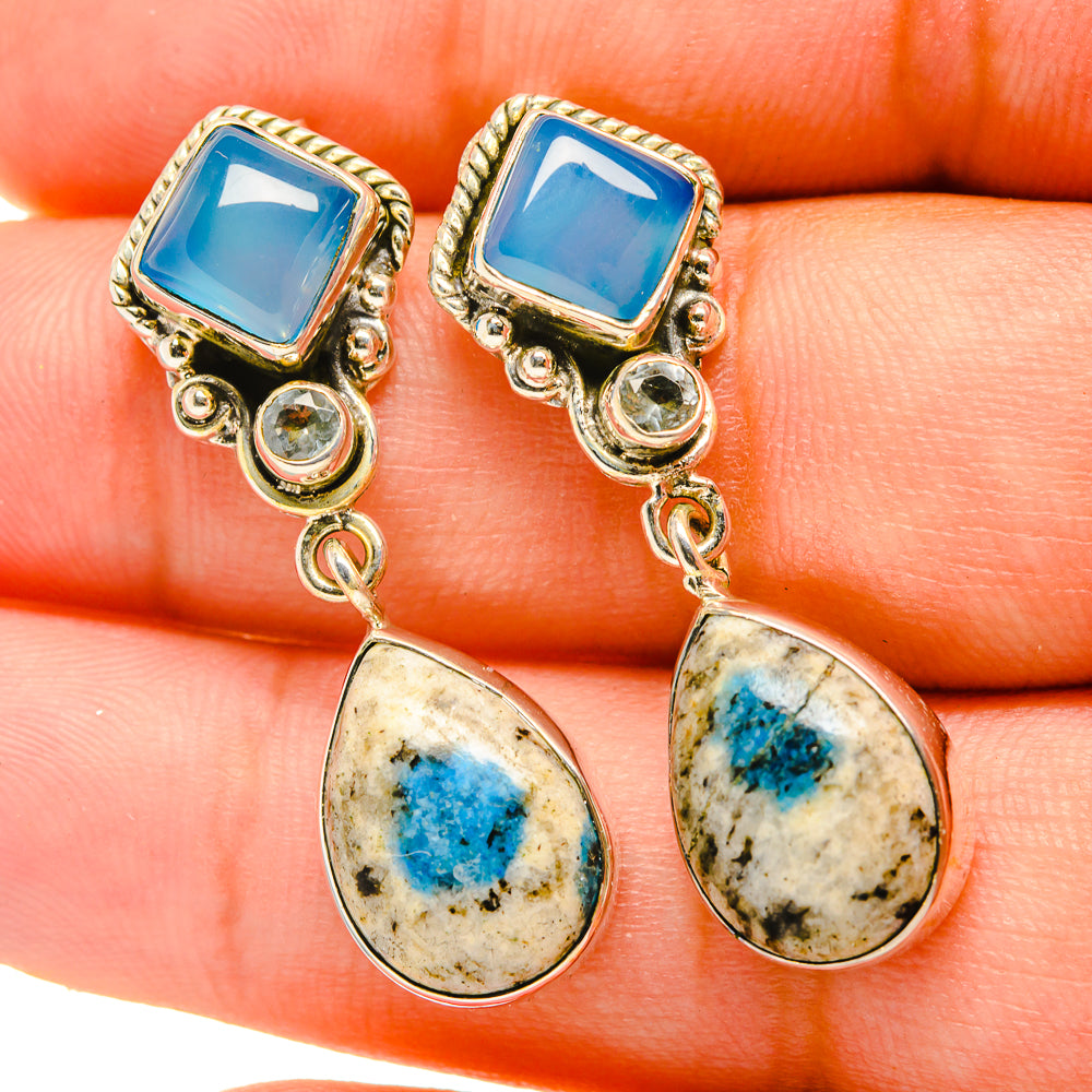 K2 Blue Azurite Earrings handcrafted by Ana Silver Co - EARR418818