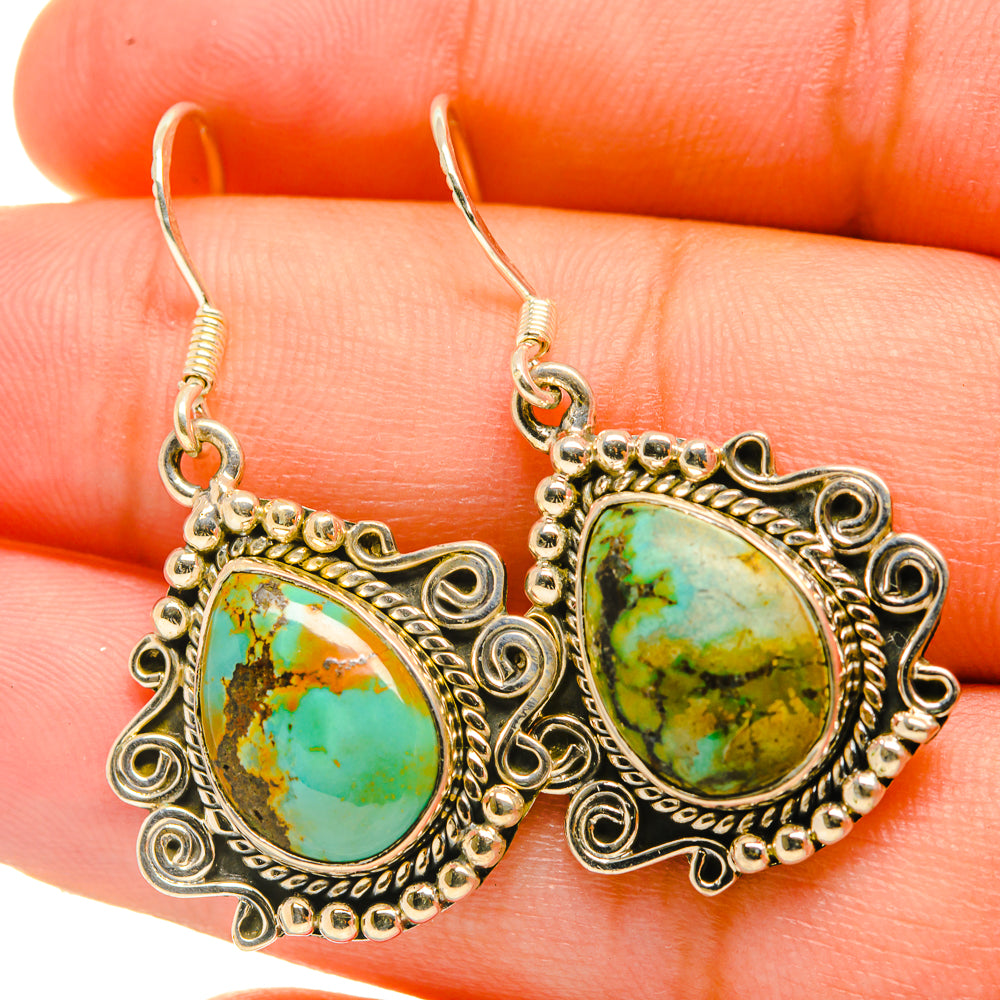 Tibetan Turquoise Earrings handcrafted by Ana Silver Co - EARR418819