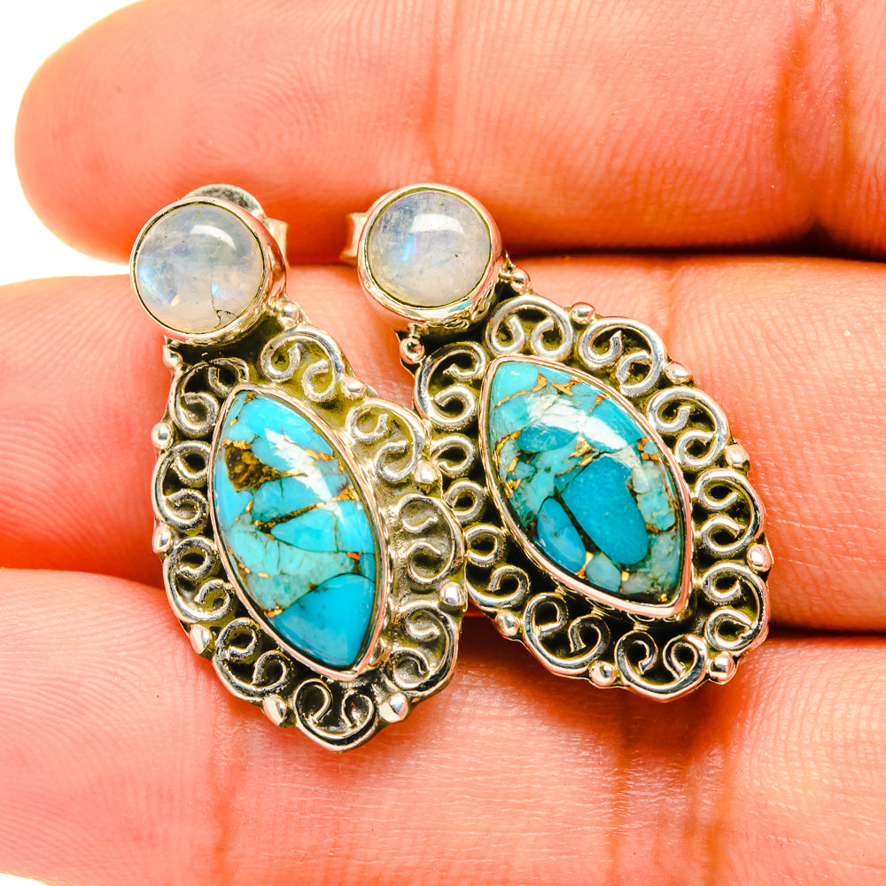 Blue Copper Composite Turquoise Earrings handcrafted by Ana Silver Co - EARR418826