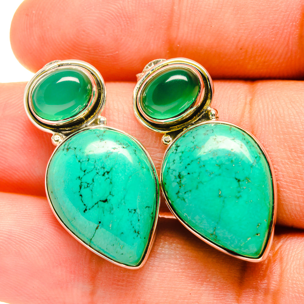 Tibetan Turquoise Earrings handcrafted by Ana Silver Co - EARR418849