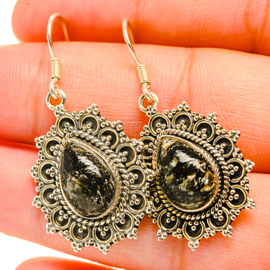 Golden Seraphinite Earrings handcrafted by Ana Silver Co - EARR418858