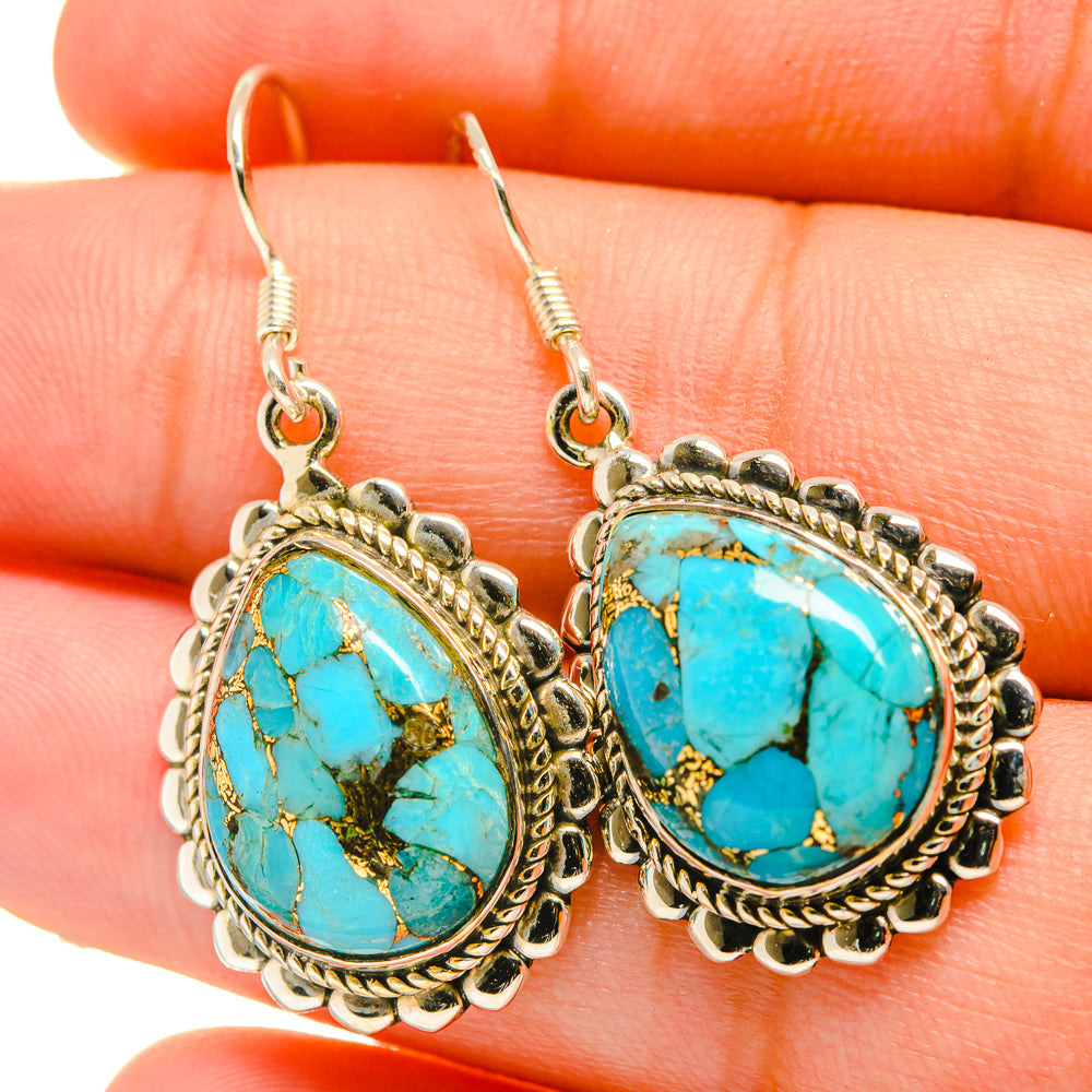 Blue Copper Composite Turquoise Earrings handcrafted by Ana Silver Co - EARR418860