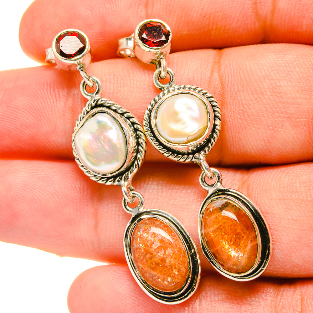 Sunstone Earrings handcrafted by Ana Silver Co - EARR418879