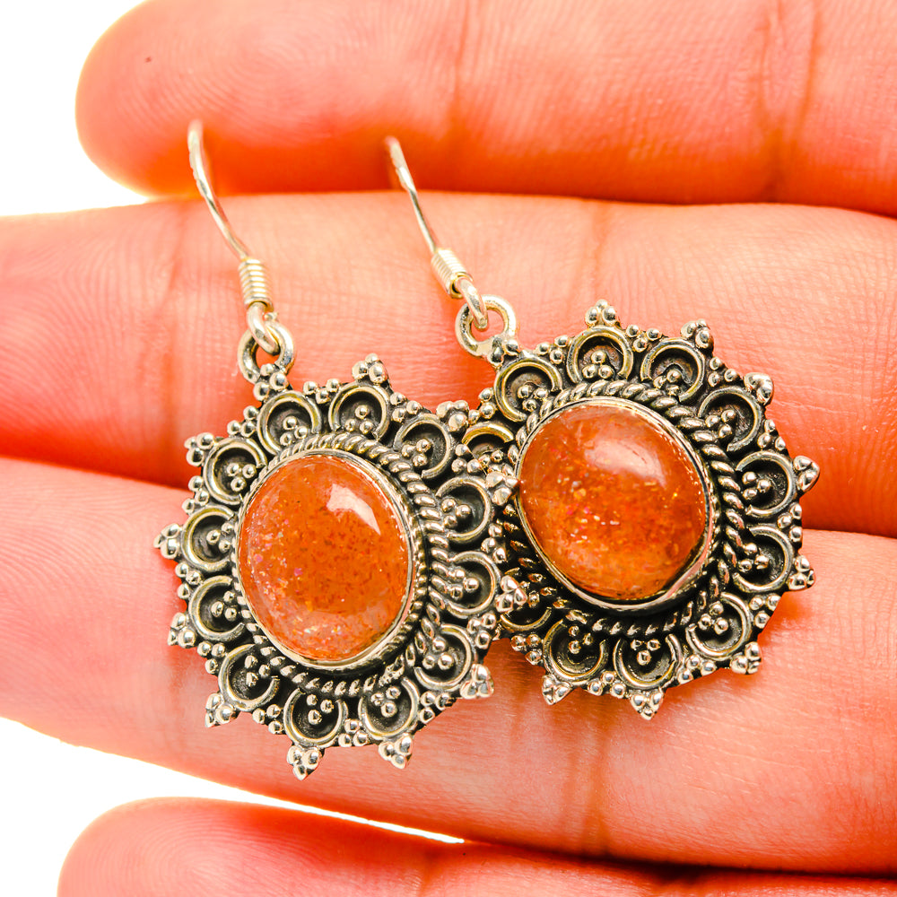Sunstone Earrings handcrafted by Ana Silver Co - EARR418886