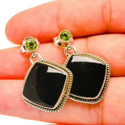Black Onyx Earrings handcrafted by Ana Silver Co - EARR418889