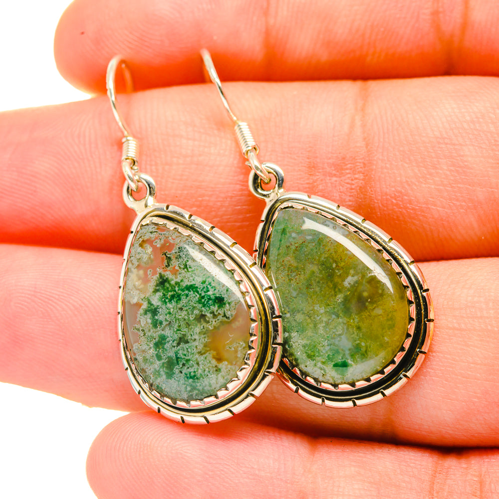 Green Moss Agate Earrings handcrafted by Ana Silver Co - EARR418890
