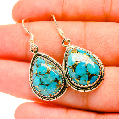 Blue Copper Composite Turquoise Earrings handcrafted by Ana Silver Co - EARR418892