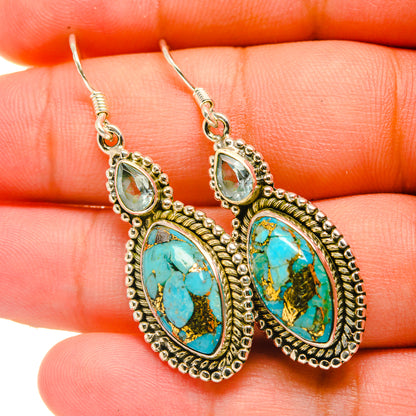 Blue Copper Composite Turquoise Earrings handcrafted by Ana Silver Co - EARR418899