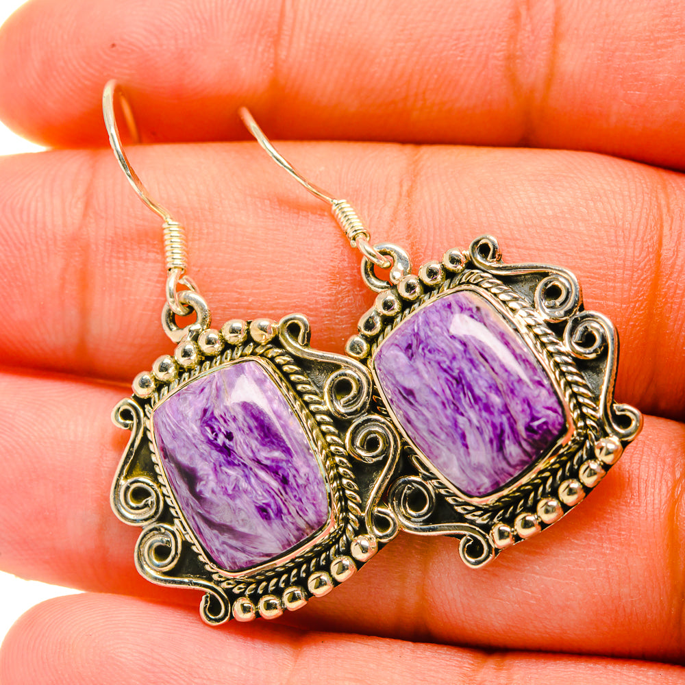 Charoite Earrings handcrafted by Ana Silver Co - EARR418904
