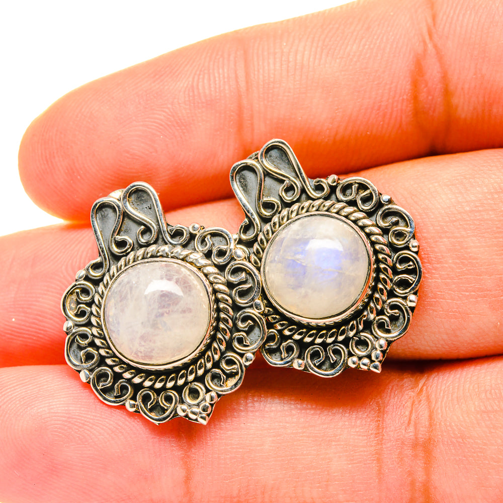 Rainbow Moonstone Earrings handcrafted by Ana Silver Co - EARR418907