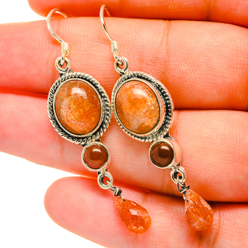 Sunstone Earrings handcrafted by Ana Silver Co - EARR418918