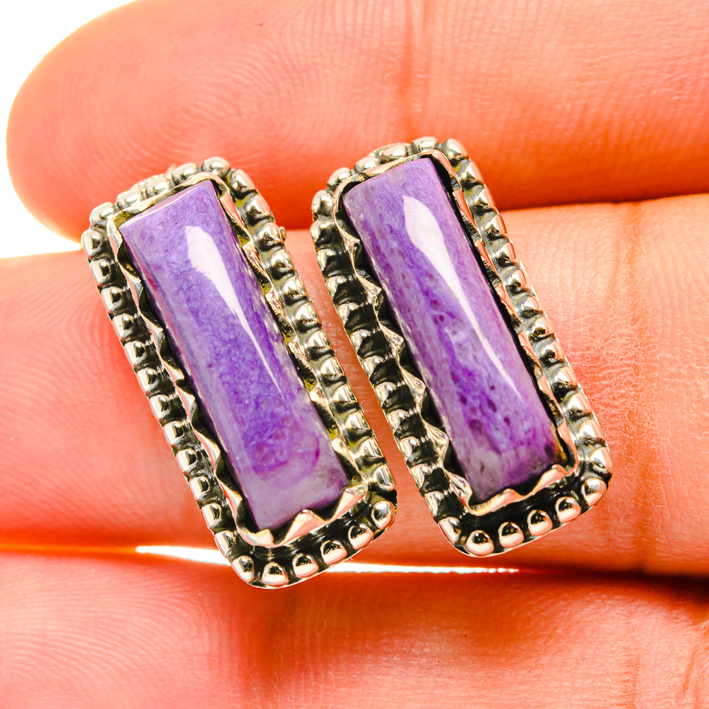 Charoite Earrings handcrafted by Ana Silver Co - EARR418922