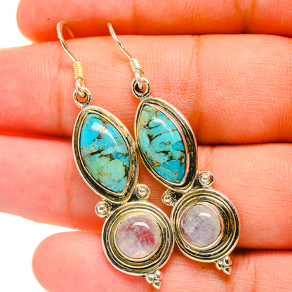 Blue Copper Composite Turquoise Earrings handcrafted by Ana Silver Co - EARR418925