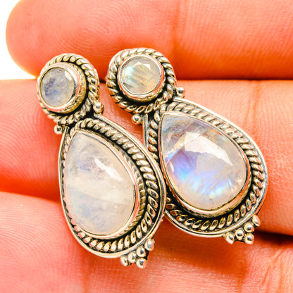 Rainbow Moonstone Earrings handcrafted by Ana Silver Co - EARR418928
