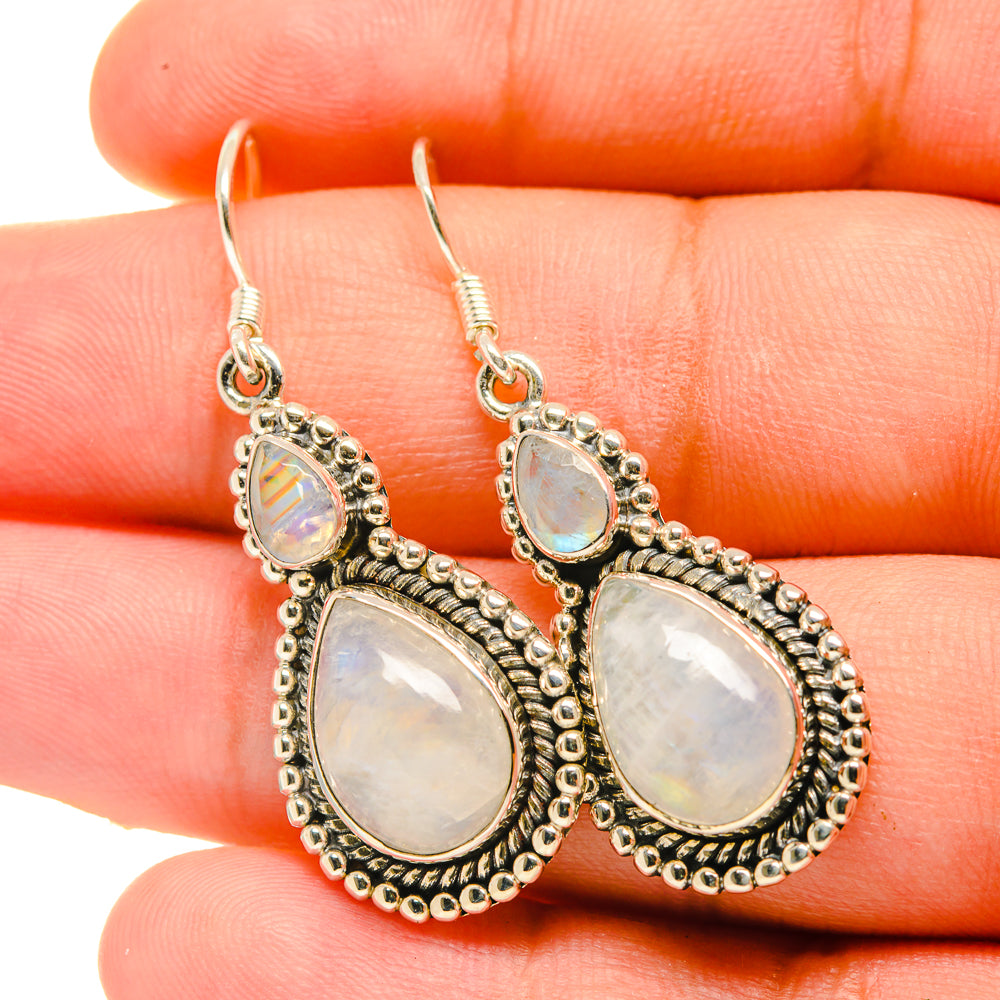 Rainbow Moonstone Earrings handcrafted by Ana Silver Co - EARR418933