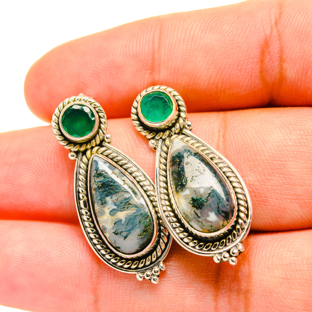 Green Moss Agate Earrings handcrafted by Ana Silver Co - EARR418940