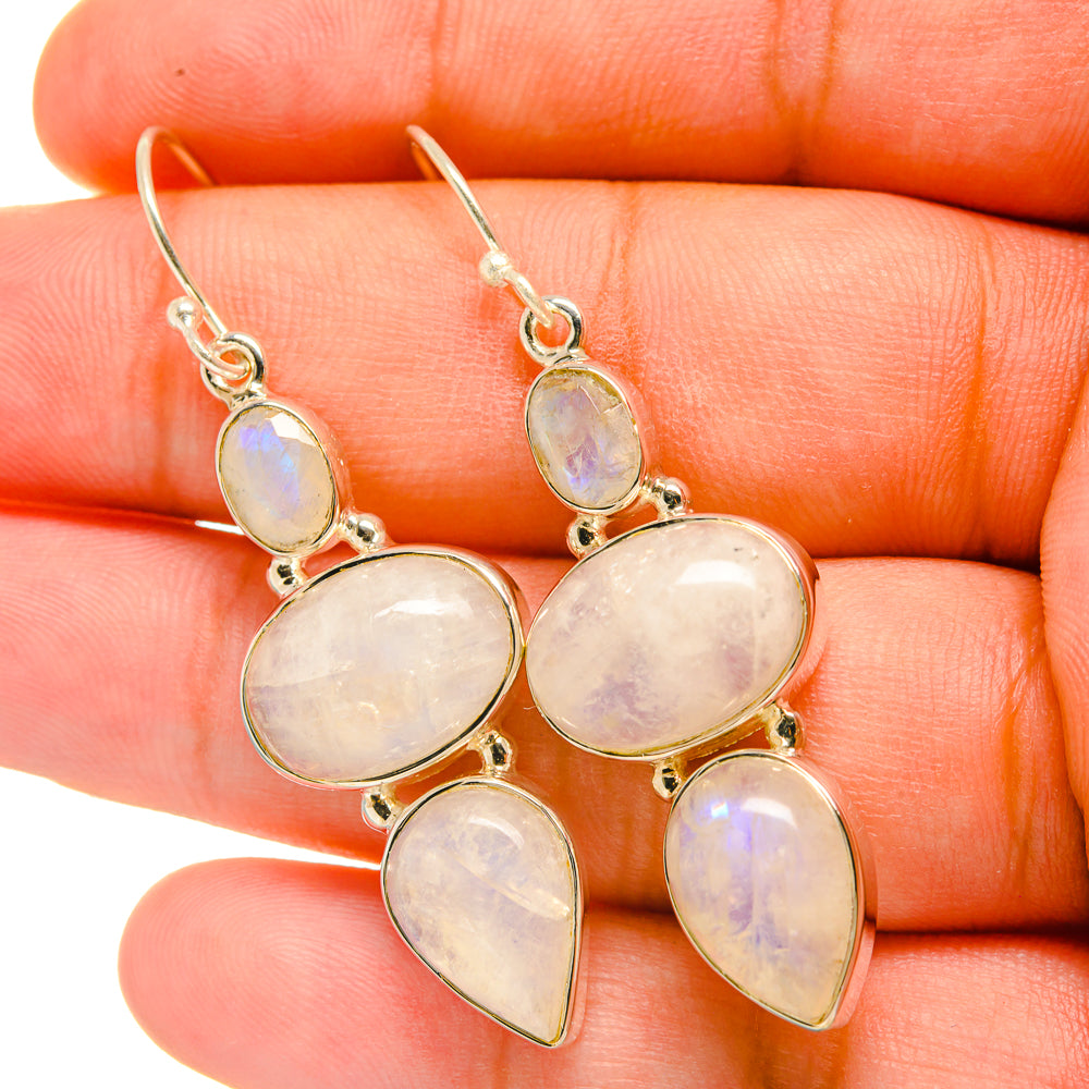 Rainbow Moonstone Earrings handcrafted by Ana Silver Co - EARR418943