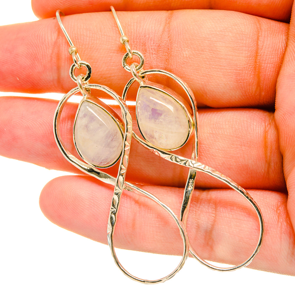 Rainbow Moonstone Earrings handcrafted by Ana Silver Co - EARR418944