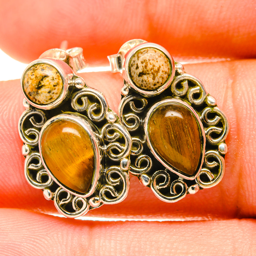 Tiger Eye Earrings handcrafted by Ana Silver Co - EARR418952