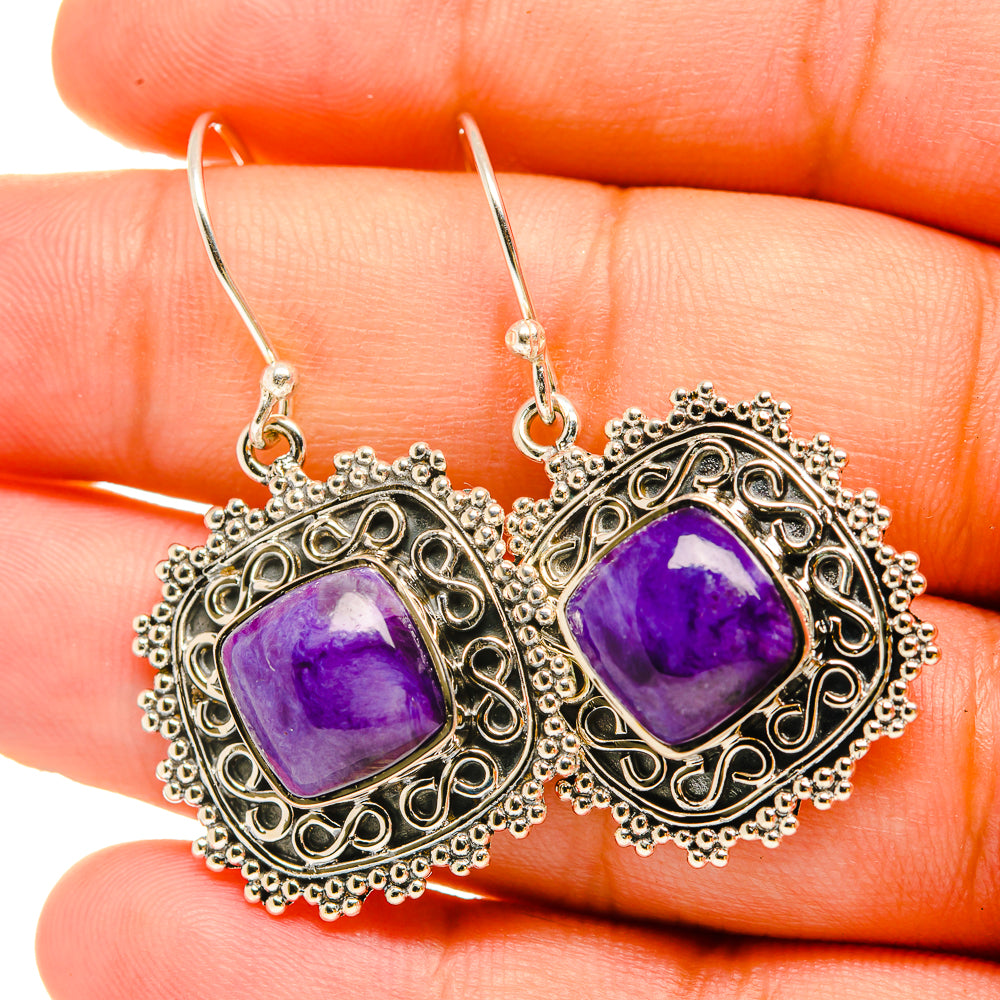 Charoite Earrings handcrafted by Ana Silver Co - EARR418963