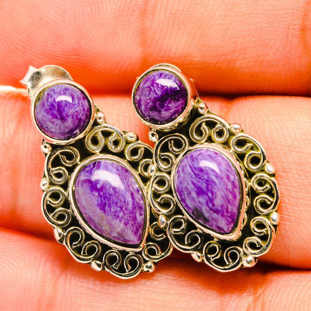 Charoite Earrings handcrafted by Ana Silver Co - EARR418979